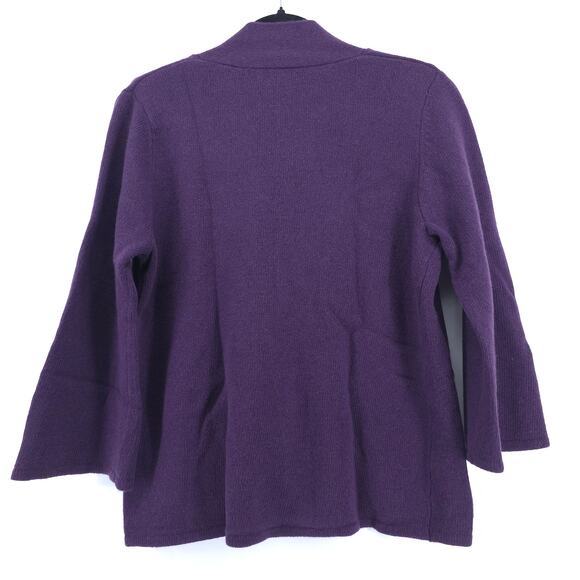 Sarah Spencer Lambswool Angora Quiet Lux Purple Mock Neck Flared Sleeve Cardi L - Picture 9 of 14